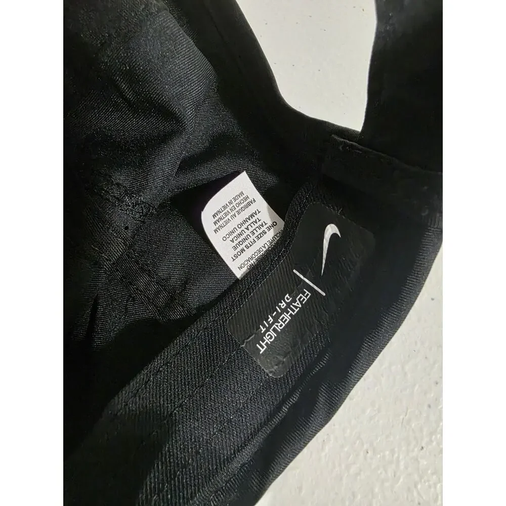 Nike Hat Cap Strap Back One Size Black White Dri-FIT Featherlight Running
